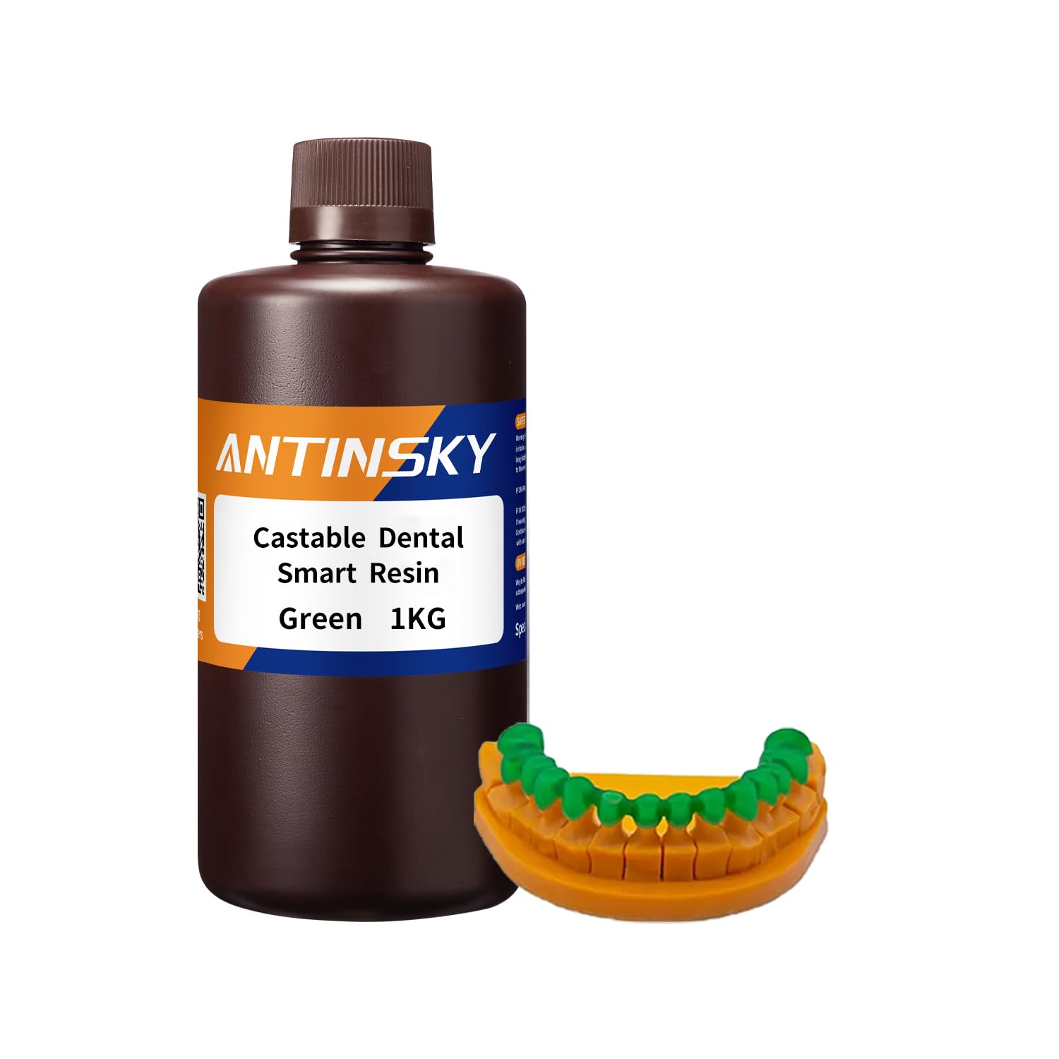 Antinsky Resina dental inteligente moldeablepara impresora 3D DLP LCD con curado UV de 405nm contracción ultrabaja fácil moldeo para marcos y coronas de restauración de implantes dentales Green 1KG