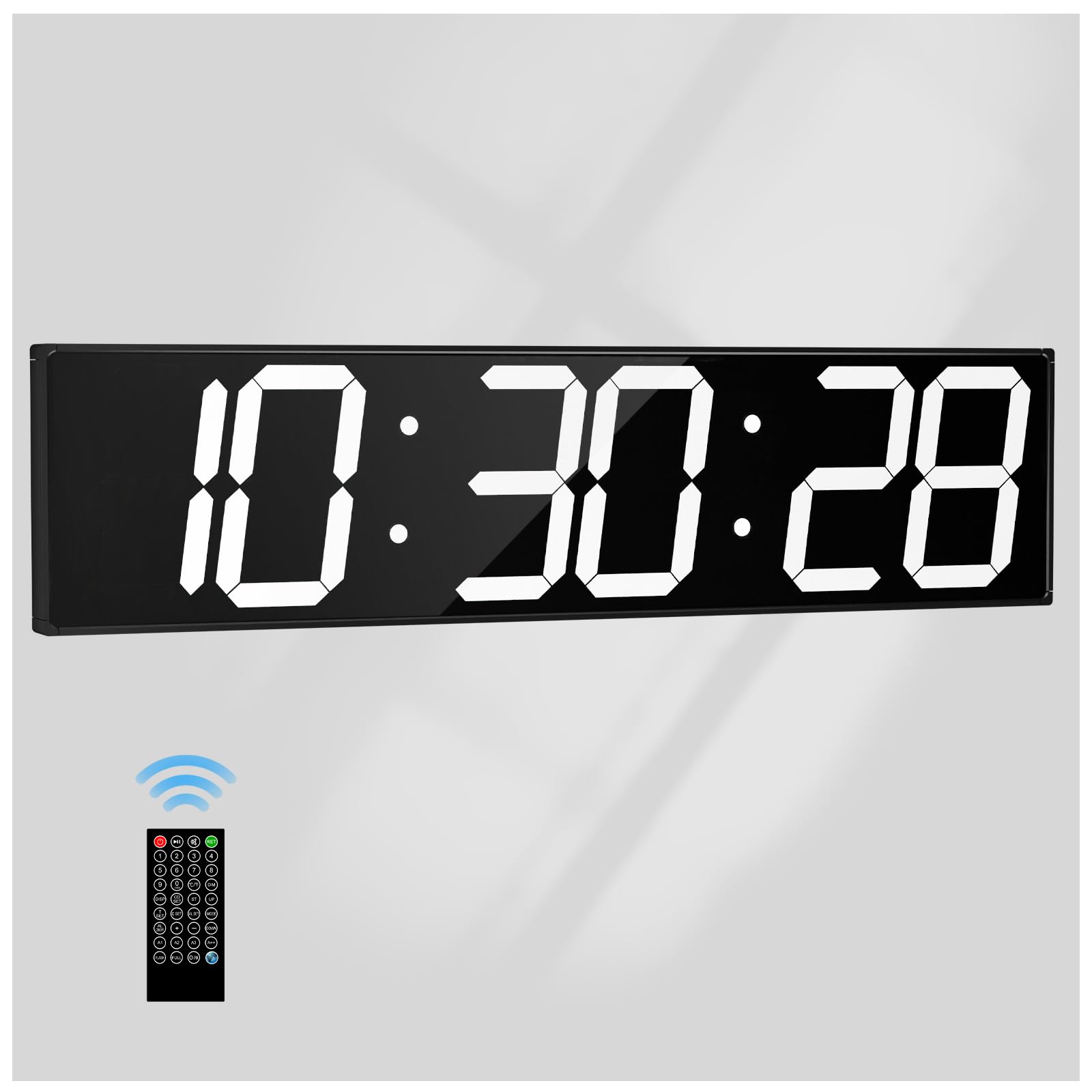 CHKOSDA Orologio da parete digitale con ampio display, LED da 71,4 cm, 6 cifre, grande orologio con luminosità regolabile, timer digitale multifunzione con conto alla rovescia e cronometro (bianco)