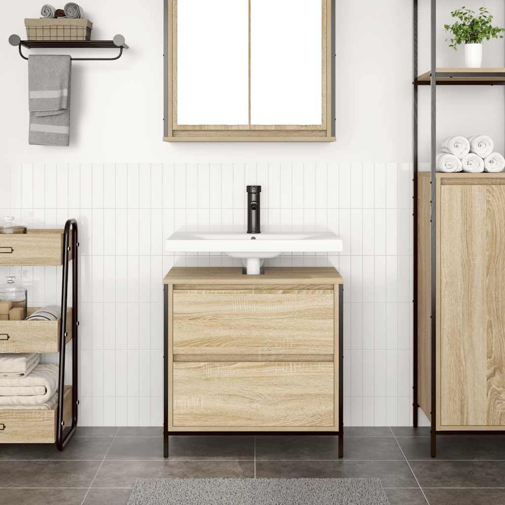 vidaXL Mueble De Baño Con Lavabo Y Cajones En Color Roble Sonoma 60 X 34,5 X 60 Cm