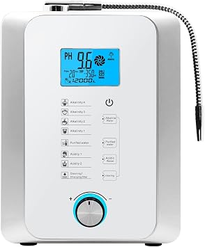 Alkaline Water Ionizer Machine for Home, Hydrogen Rich Water Machine, pH 2.8-11 Acid Water Purifier, Water Filter Up to -800mV ORP, 10000 Liters Per Filter White