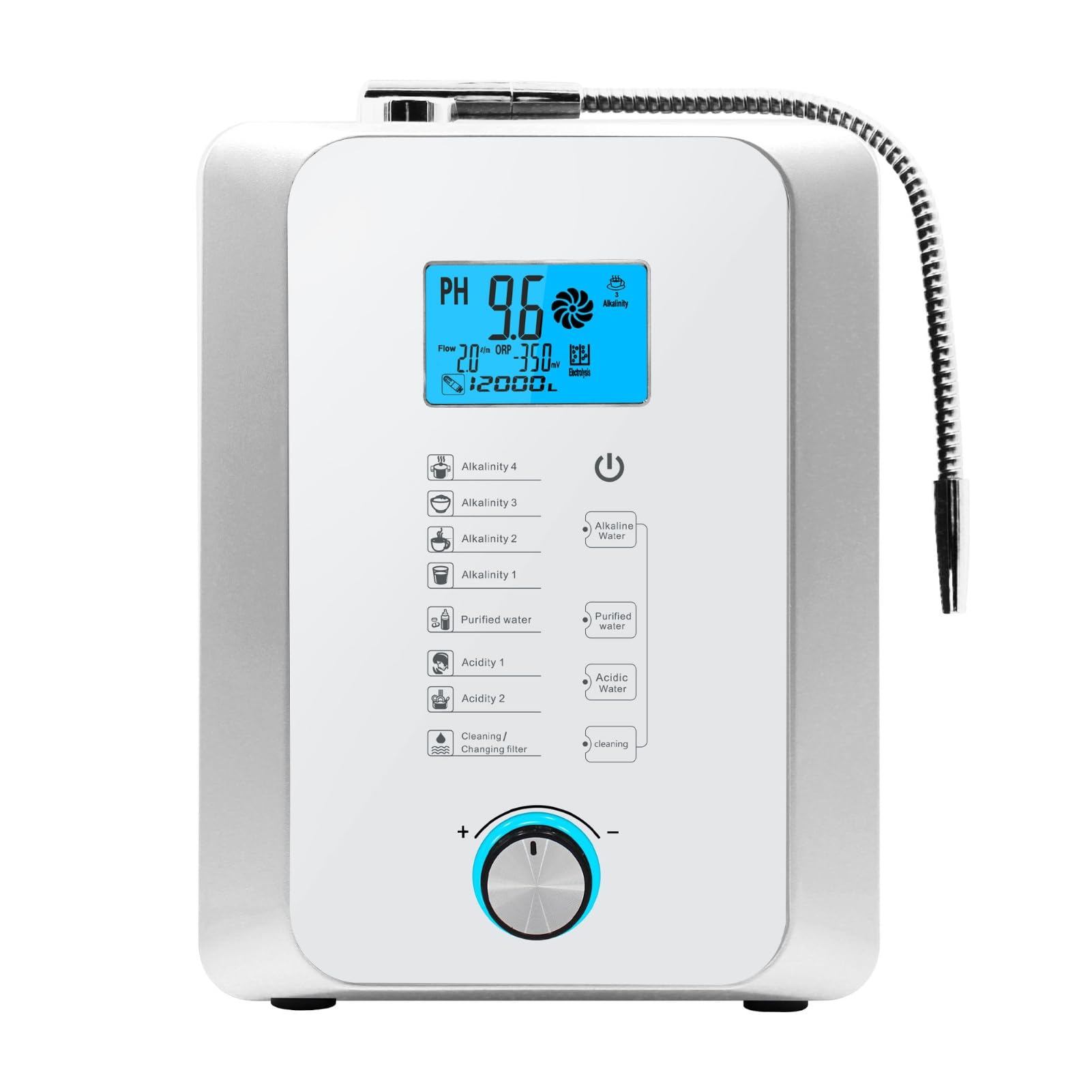 Ionizador de Agua alcalina para el hogar, Máquina de Agua Rica en hidrógeno, Purificador de Agua ácida pH 2,8–11, Filtro de Agua hasta -800 mV ORP, 10000 litros por Filtro Black