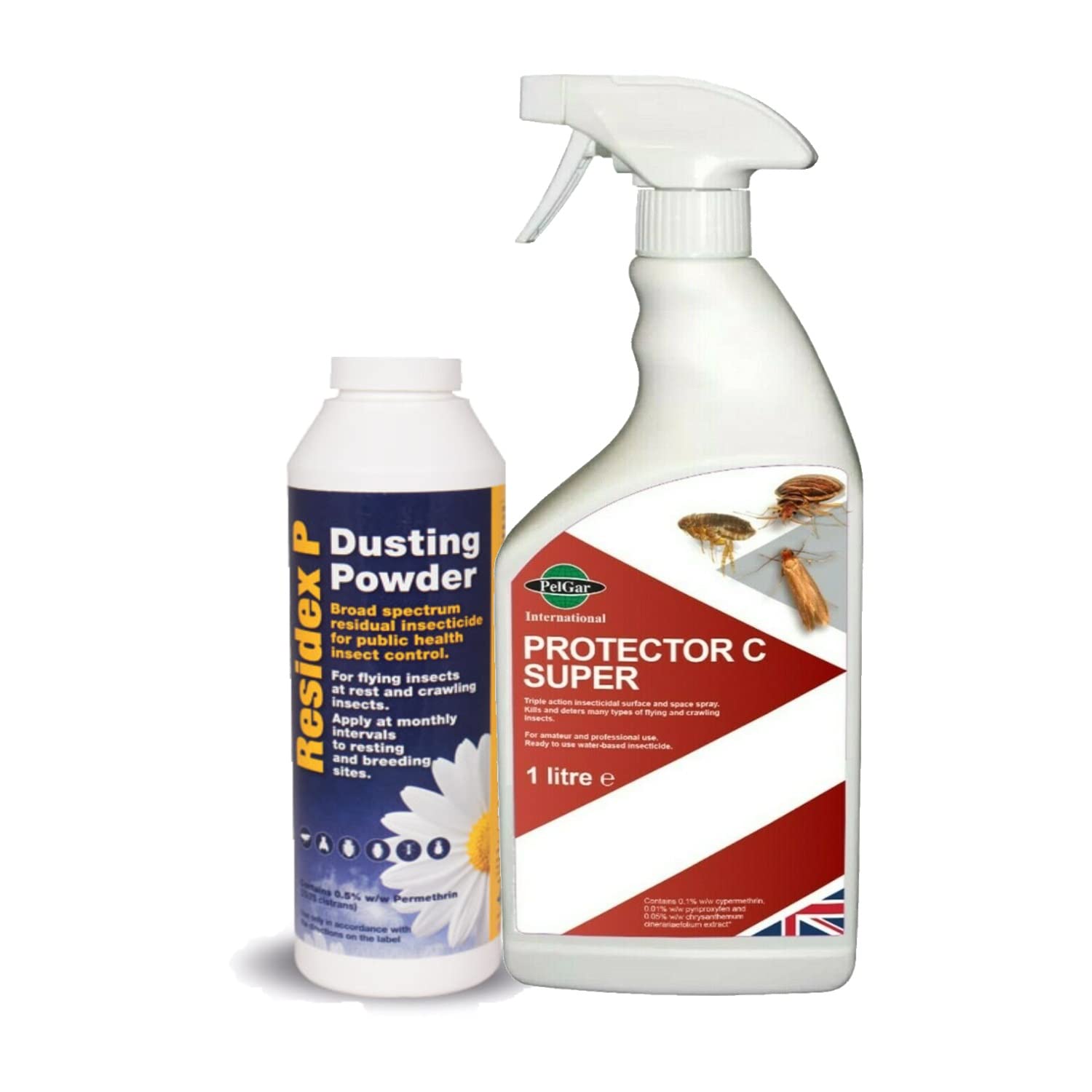 Bed Bug Killer Kit - 1L Protect C Spray treatment with 300g Residex Dusting Powder professional strength products Bed bug treatment kit Low Odour Residual Domestic & Commercial Use