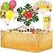 weeyin Gonna Tavolo Hawaiana Tovaglia da Tavolo, 9.6ft Gonna da Tavolo Hawaiano Luau Decorazioni con Foglie di Palma Fiori hawaiani,Cake Topper per Hawaiana Luau Decorazioni Barbecue Tiki Party