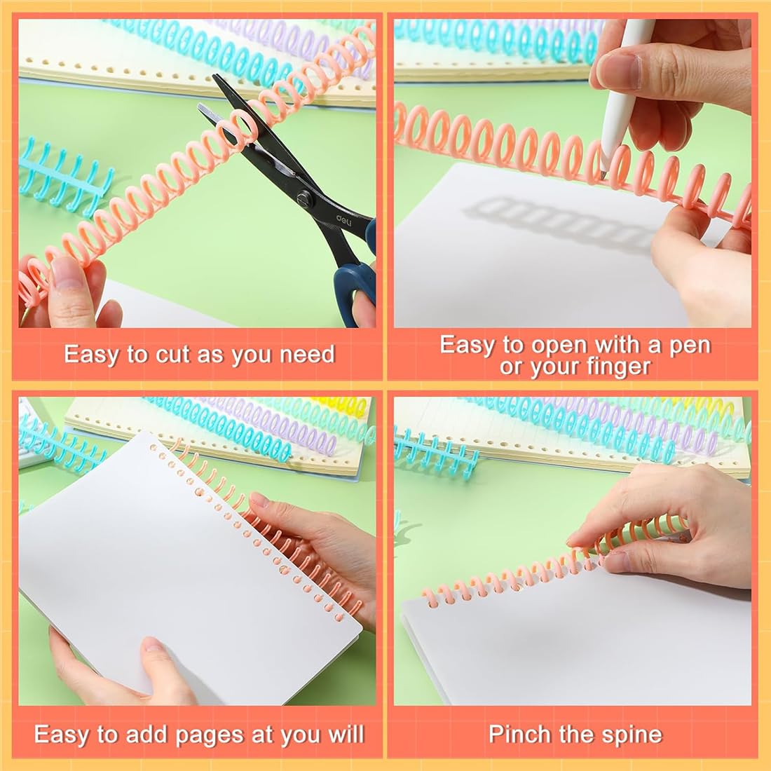 20 Piezas Anillas para Encuadernar 30 Anillas Anillas Encuadernar de Plástico Canutillos Encuadernar Anillos de Hojas Sueltas para A4 B5 A5 Lomo de Encuadernación DIY Papel
