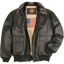 Landing Leathers Mens G-1 Navy Flight Bomber Jacket Genuine Leather Coat