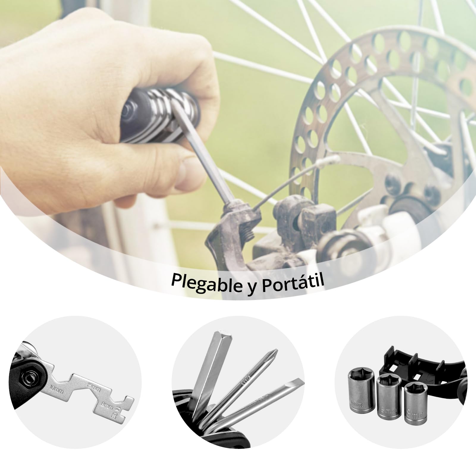 ROCKBROS 16 en 1 Herramientas de Reparación de Bicicleta Multifunción, Multiherramienta Plegable Portátil para MTB Bicicleta Carretera Ciclismo