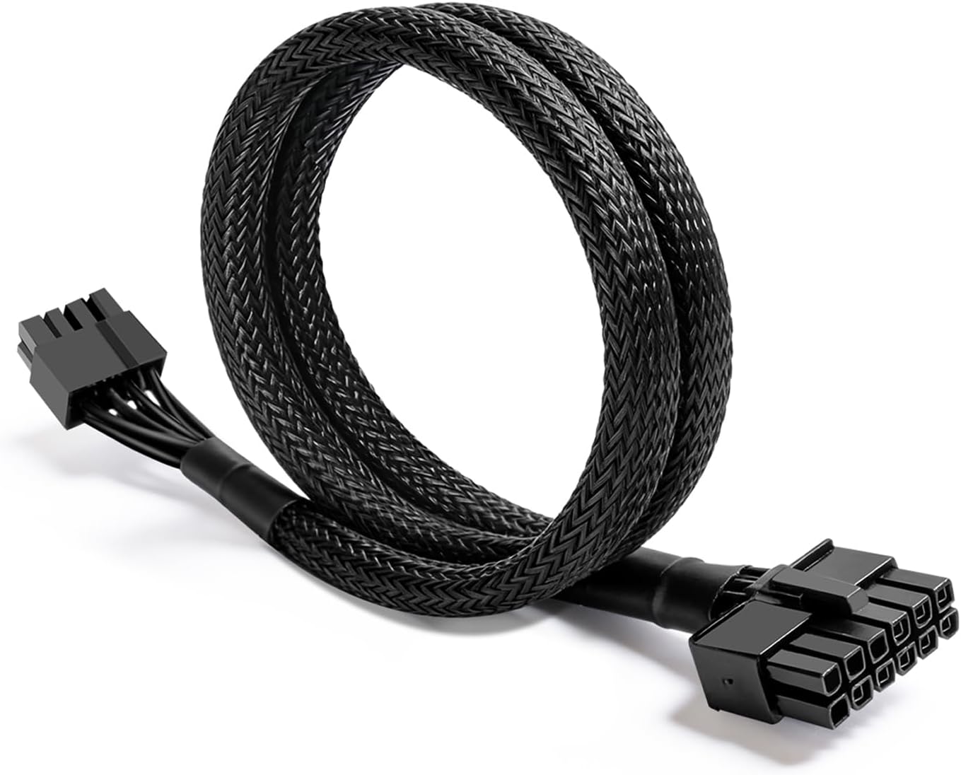 of PCIE Power Cable for Be Quiet 65CM, 12-Pin to 6+2 Pin, Male-to-Male GPU Cable Adapter Sleeved for Be Quiet Modular Power Supply, 18AWG, Black (25.5")