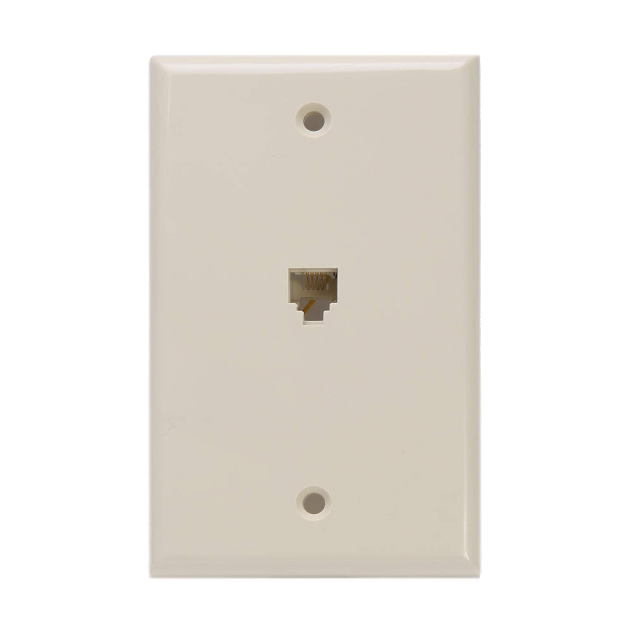 Leviton Telephone Jack Wallplate, 6 Position 4 Conductor, Screw Terminals, 40249-I, Ivory