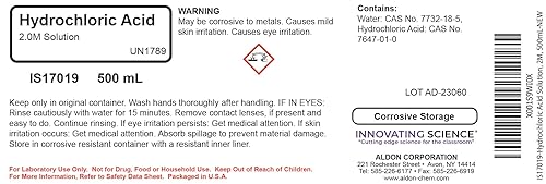 Miniatura 2 de ALDON Innovating Science Solución de ácido clorhídrico, 2 M (7,3%), 16.9 fl oz - The Curated Chemical Collection