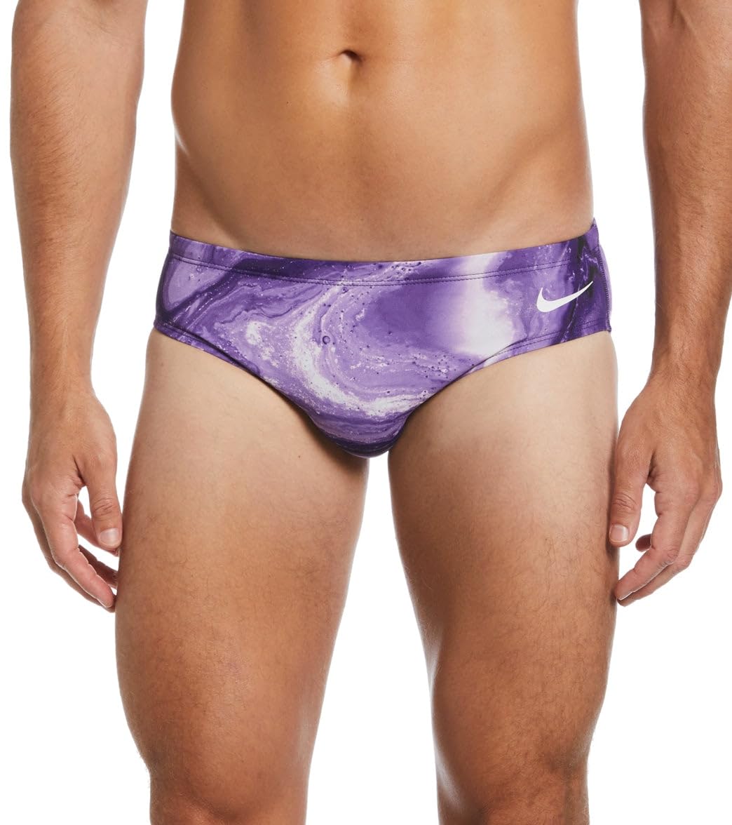 Nike HydraStrong Crystal Wave Print Male Brief Swimsuit - Court Purple (Size 28)