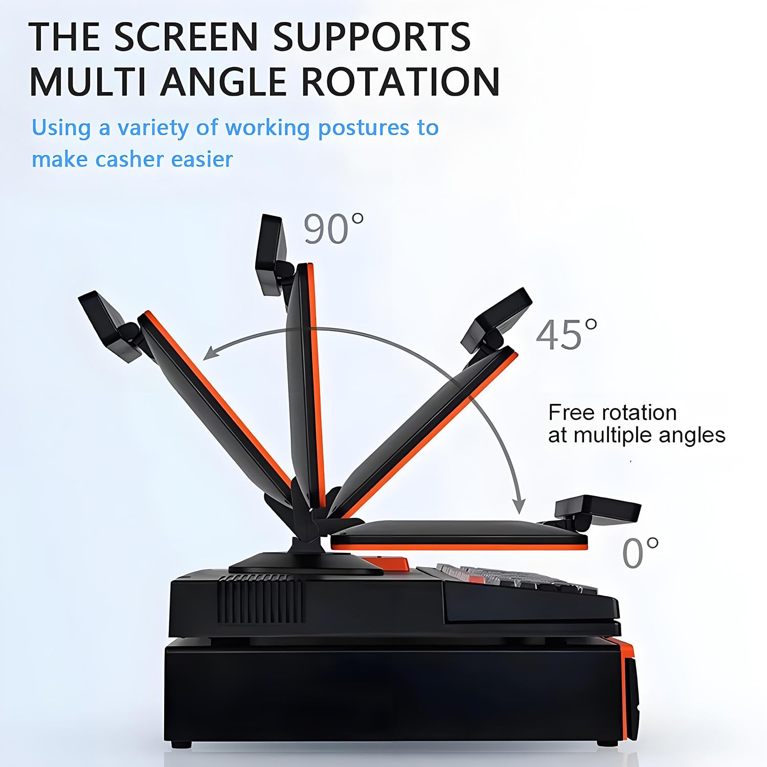 Caja registradora electrónica, Pantalla táctil LED de 15,6", Terminal de Punto de Venta con escáner portátil, Teclado de 101 Teclas, Impresora térmica de 58 mm Orange-SingleScreen