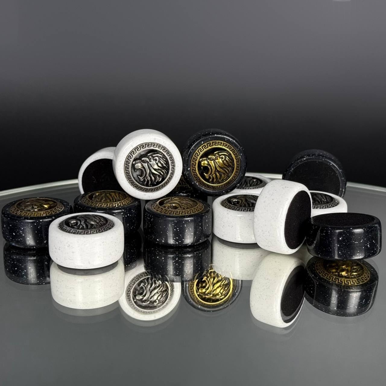 Kamienie do gry z GROSS MEISTER Backgammon – zestaw 30 akrylowych kamieni z filcową podkładką 27 mm – zamiennik i akcesoria do gier planszowych, kamień akrylowy do gry w backgammon (27 mm)
