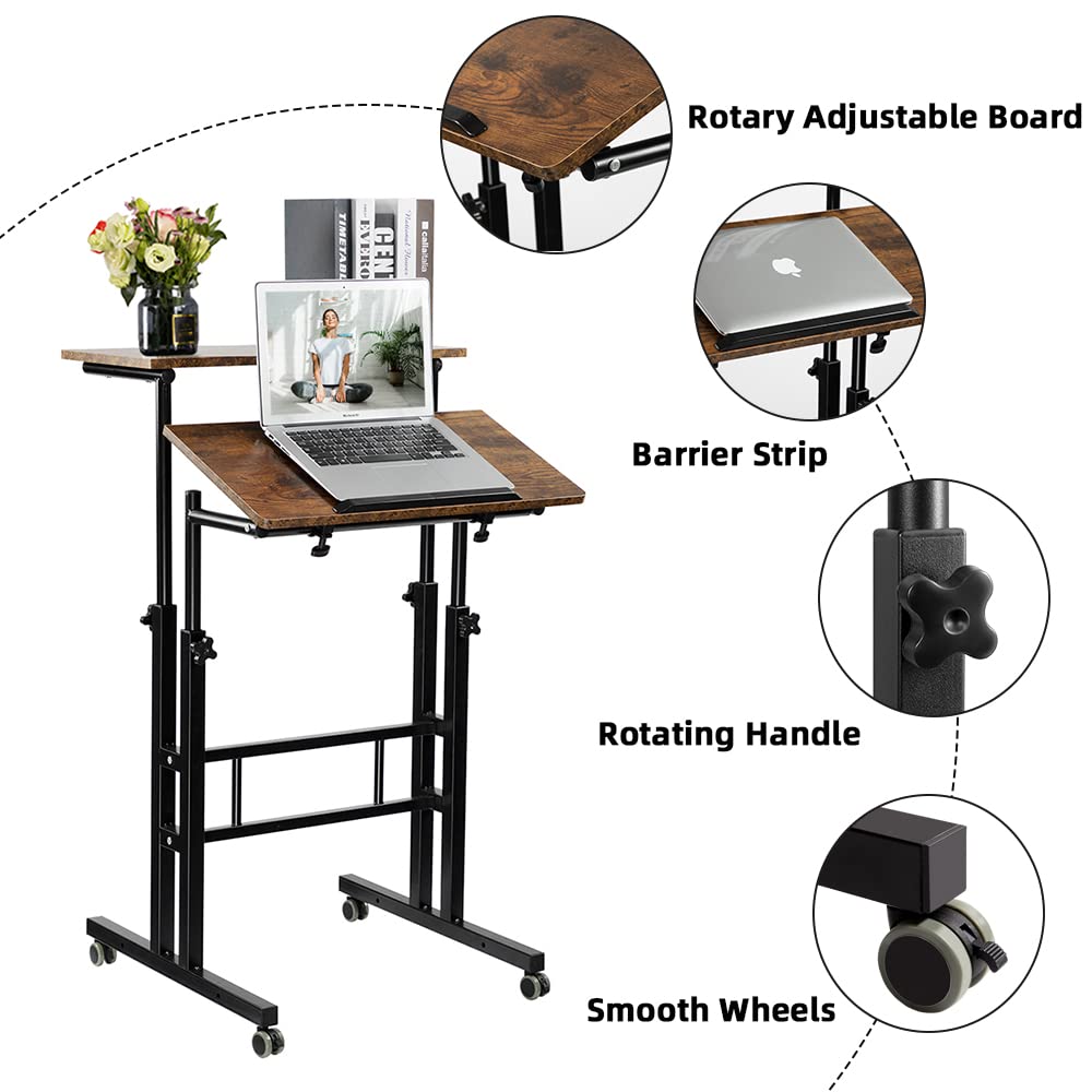Stand Up Desk, Rolling Laptop Desk, Standing Computer