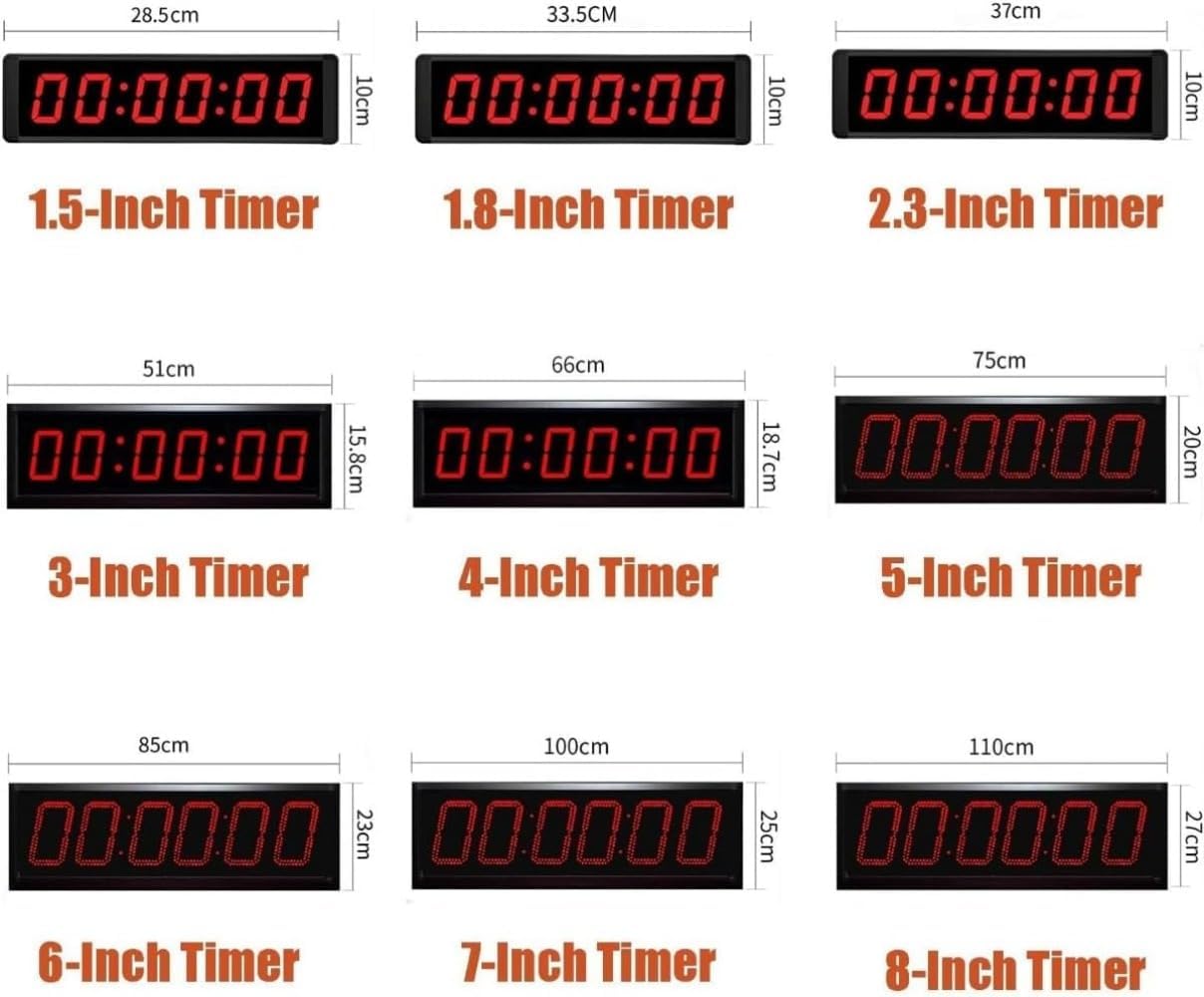 ストップウォッチボタン付き6桁競技タイマー、フィットネストレーニングインターバルタイマーLEDデジタル壁掛け時計、ジム、ゲーム、スピ