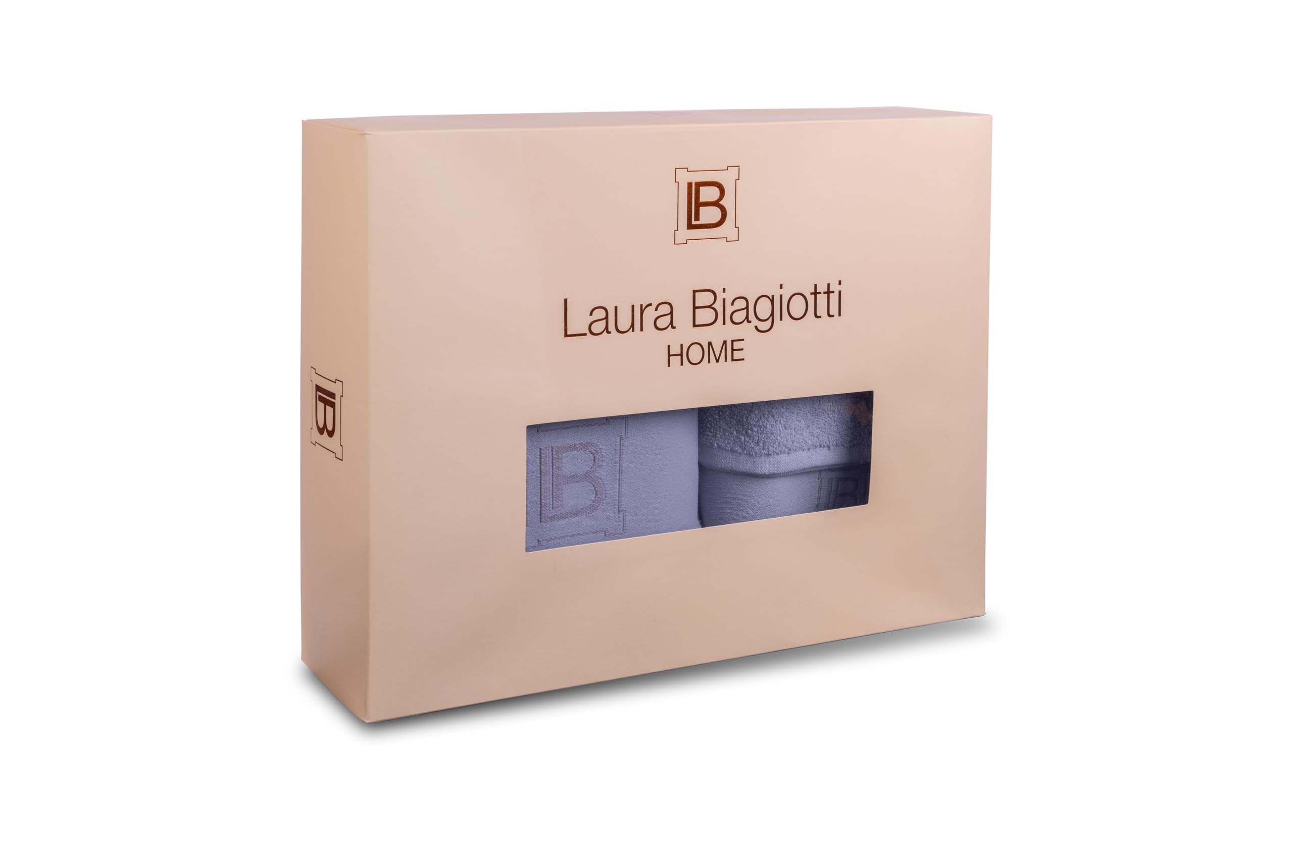 hermet Laura Biagiotti, Set Asciugamani Bagno 3 Pezzi Tinta Unita, 100% Spugna Di Cotone, Telo Bagno + Asciugamano Viso + Asciugamano Ospite, In Scatola