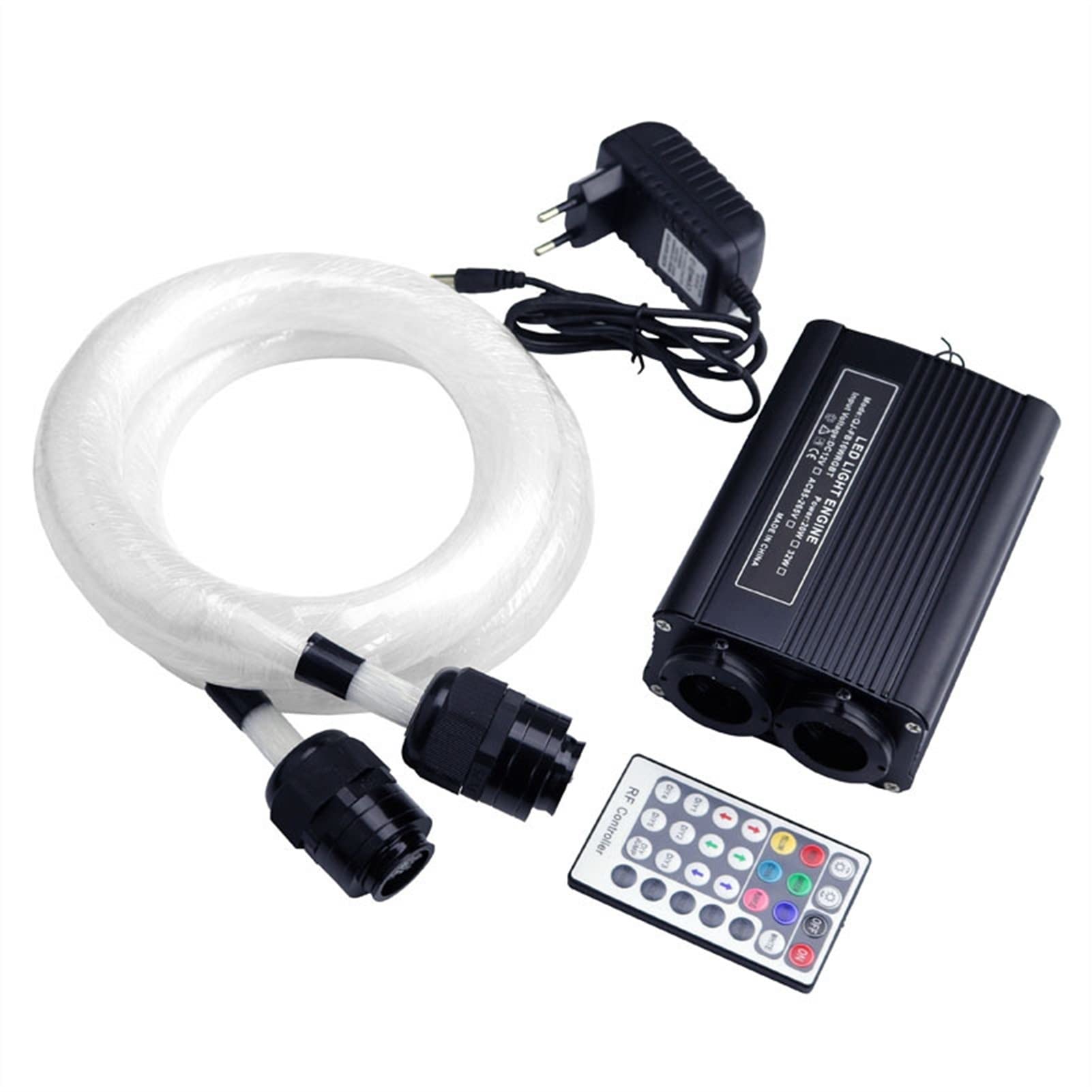 CUDTAPI LED Fiber Optic Light Engine LED Fiber Optic Star Ceiling Light Kit 2 * 2M 0.75mm 250pcs Optics +32W RGBW Engine+28Key RF Remote