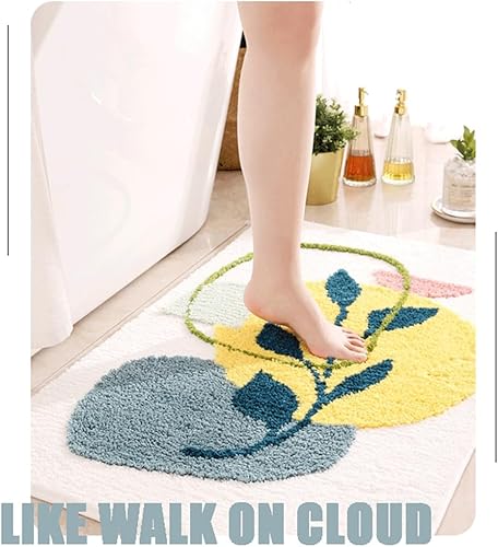 Miniatura 4 de NIOKIT Alfombras de baño de microfibra con hojas de lujo, antideslizantes, de lujo, fuertes, absorbentes de agua, lavables a máquina, ultra suaves,