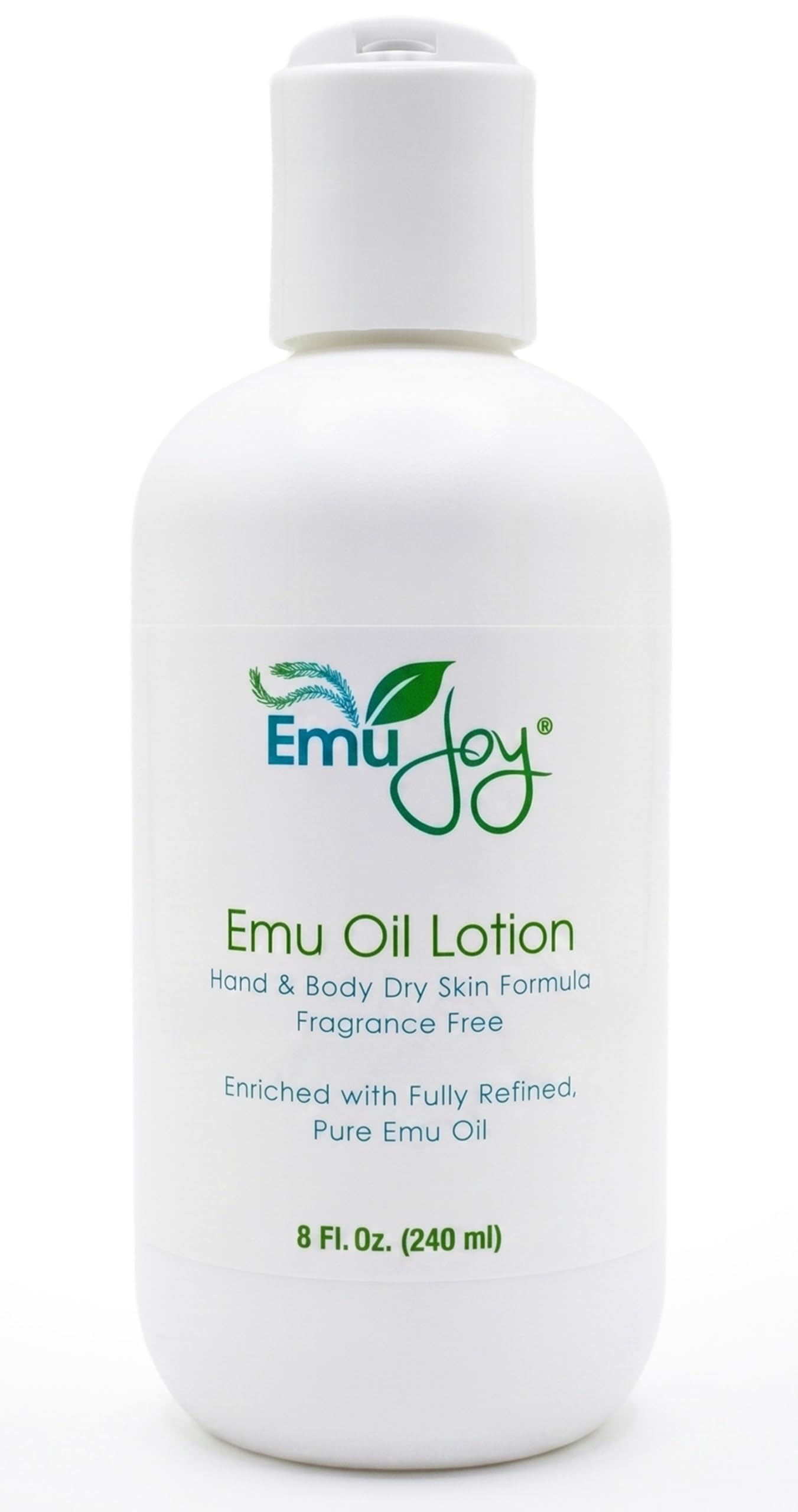Emu Joy Emu Oil Lotion - Fragrance Free Body Moisturizer Shea Butter 8 oz | Non Greasy Unscented Lotion With Emu Oil, Green Tea & Botanical Extracts