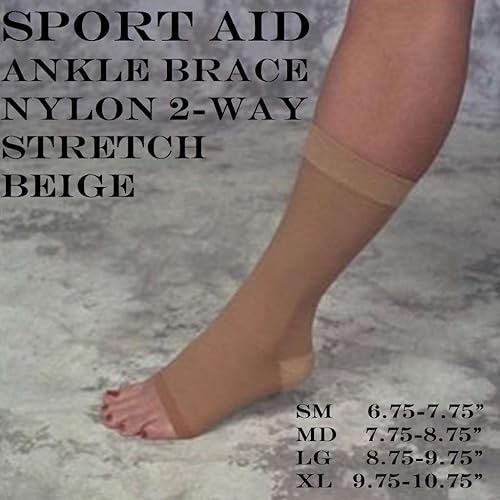 Sportaid Tobillera, Nylon Stretch bidireccional, Beige Color, tamaño small1ea