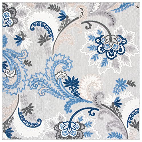 Tapete cuadrado de 5'3" x 5'3" gris y azul miniatura 2