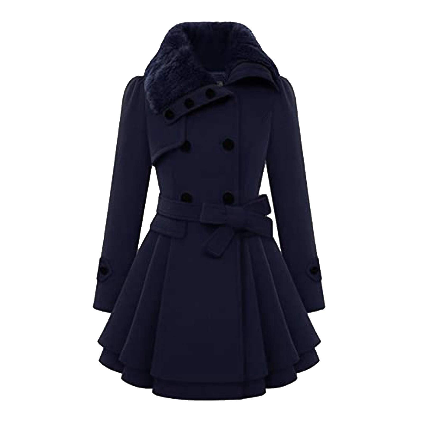 Trench Mantel Damen - Trenchcoat Zweireiher Schlank Übergangsjacke Lang