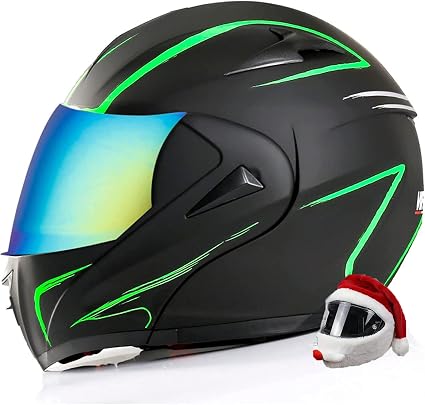 Casco Moto Modulare con Caschi Moto Doppia Visiera con Cappello di  Natale,Antivento per Adulti Uomo Donna Casco Flip Up,Omologato ECE  B5,M\u003d57~58CM : Amazon.it: Auto e Moto