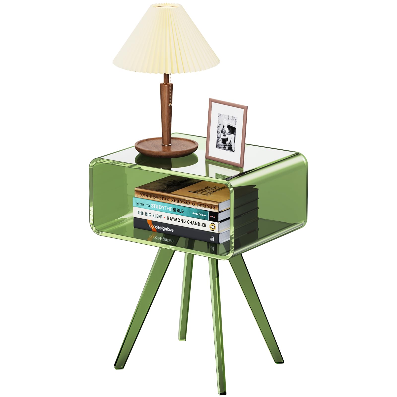 solaround Acrylic Side Table, Acrylic Nightstand Bedside Table for Bedroom (Green, 16.1'' x 11.8'' x 19.7'')