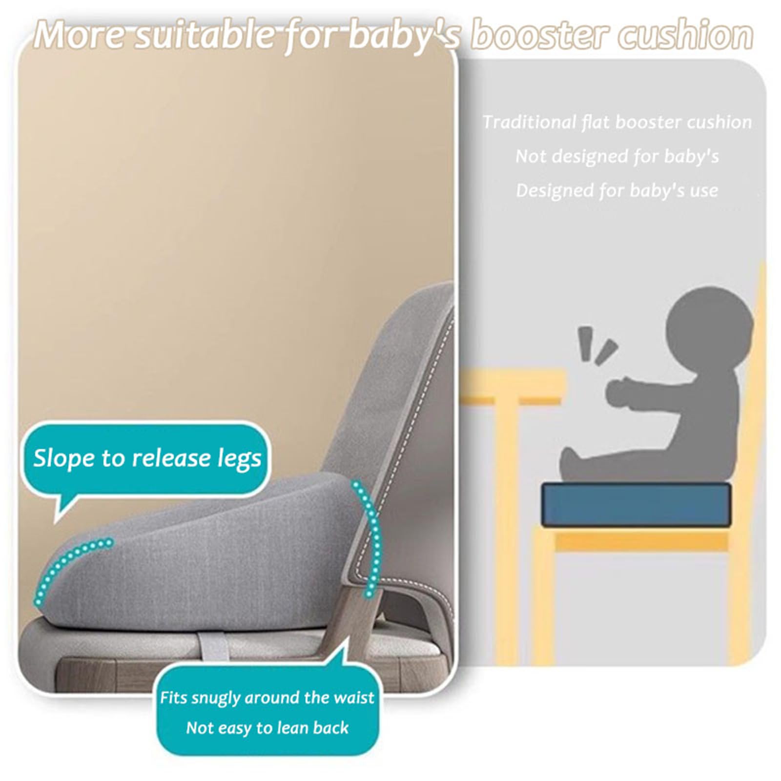 Chickwin Asiento Elevador Niños para la Mesa, Alzador Silla para Niños Comer Portátil Desmontable Elevador Cojín de Asiento con 2 Hebillas de Seguridad Correas (35 * 38 * 6cm,Azul)