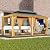 Litake 12x20ft Hardtop Gazebo Double Roof with Nettings and Curtains, Wood Grain Heavy Duty Galvanized Steel Outdoor Combined of Vertical Stripes Roof for Garden, Patio, Lawns, Parties, Brown