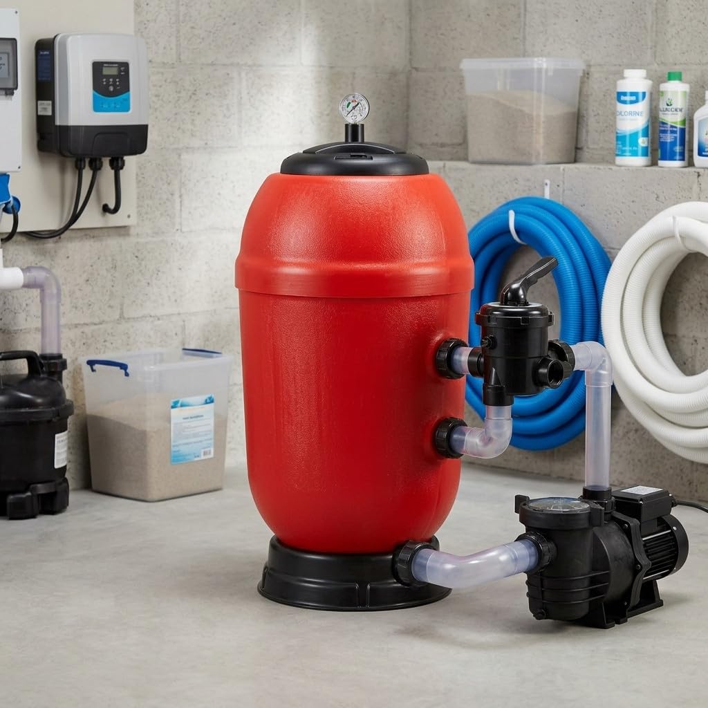 Suinga Filtro Rapidpool Piscina Lateral Ø 650 mm | Salida 1 1/2'' y Diseño Rojo Resistente | Filtracion Eficiente para Agua Limpia y Cristalina | Sistema Duradero para Depuracion de Piscinas