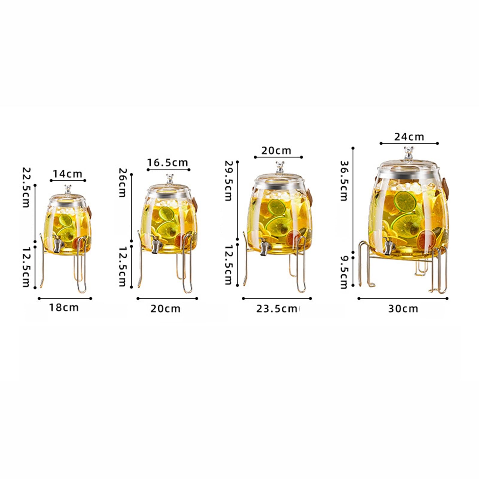 Dispensador de Bebidas de Vidrio con Soporte y Tapa, Grifo de Acero Inoxidable A Prueba de Fugas, Dispensadores de Bebidas para Frigorífico, Dispensador de Limonada(9L)