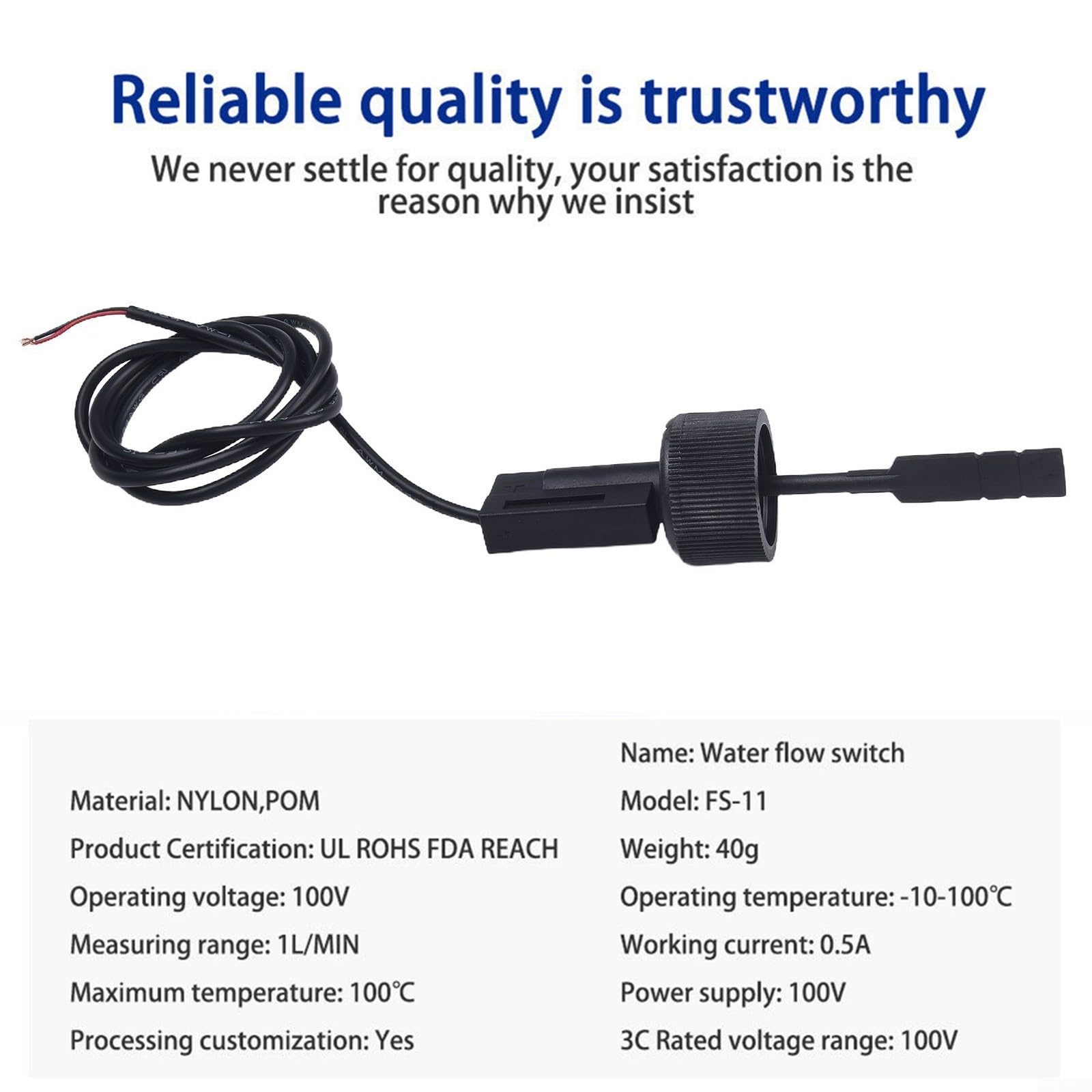 Water Paddle Flow Switch, Gas Meters Water Paddle Switch Temperature Resistant Flow Sensor for Heat Pump Water Heater Air Conditioner