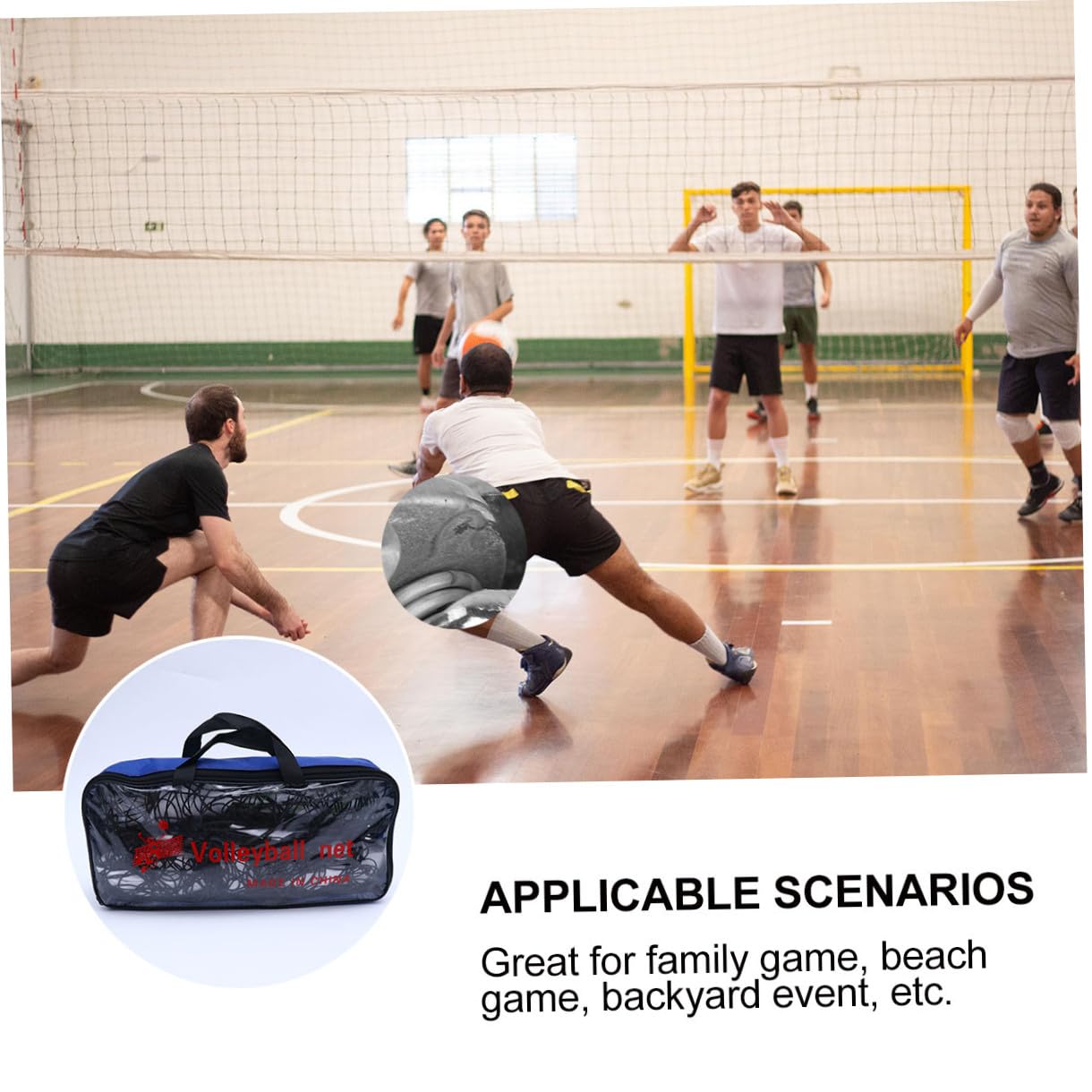 SUPVOX Filet de Beach-Volley Standard Professionnel en Polyester Résistant, Réglable et Portable, Filet de Volley-Ball Sportif pour Entraînement et Compétition en Extérieur, Usage Plage et Terrain