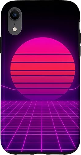 Miniatura 25 de Funda con diseño estético para iPhone 16 Retrowave Synthwave de los años 80 y 90