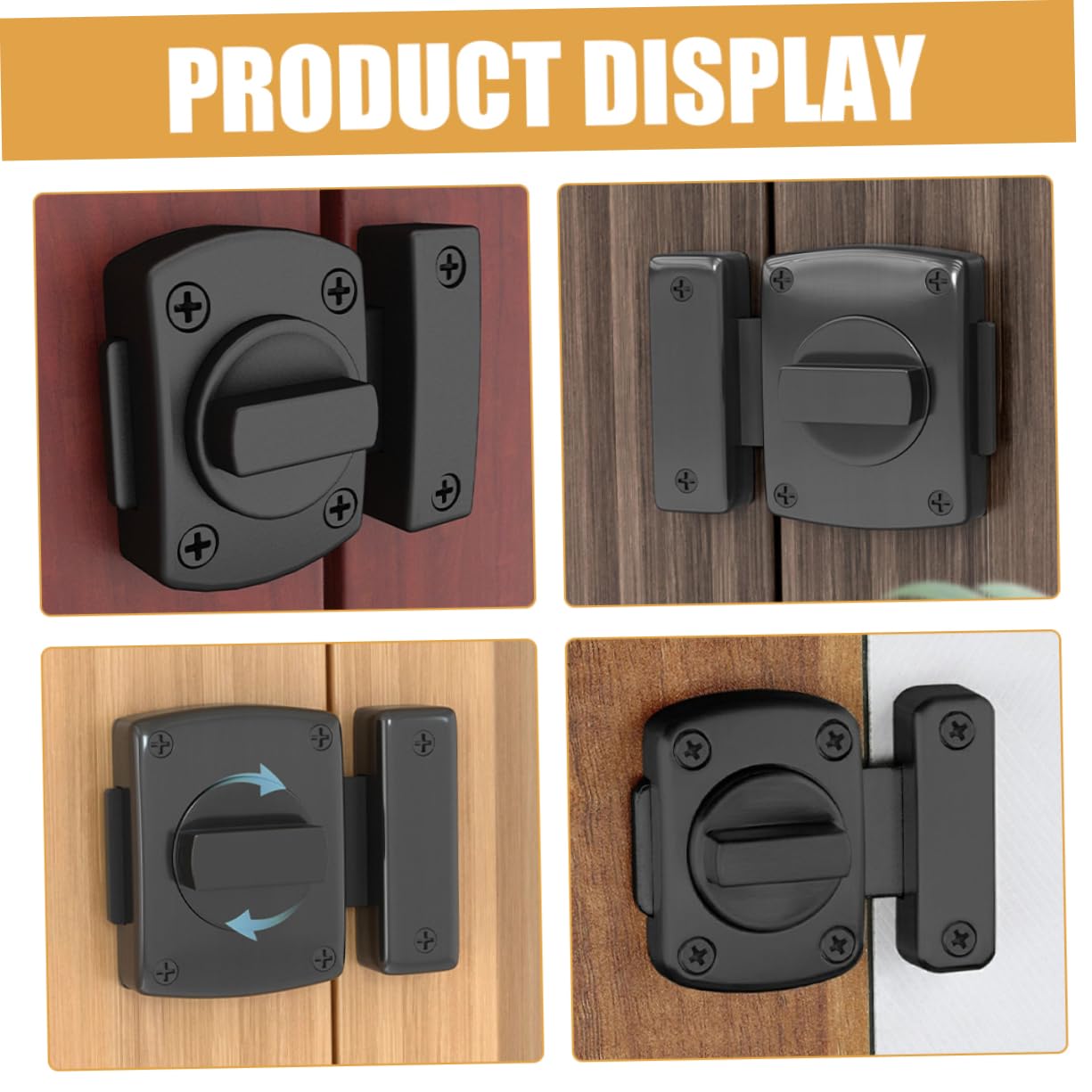 DOITOOL 4 Pezzi serratura a catenaccio serrature porte interne door lock chiusura della porta scorrevole del fienile serratura della porta chiusura delle porte per camere da letto Black