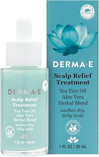 DERMA-E Scalp Relief Treatment Serum: Tea Tree Oil, Menthol & Aloe for Itchy Dry Scalp Relief, 1 fl oz