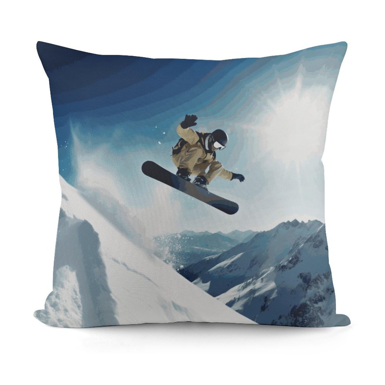 Adfgyerh Style Snowboarding Decorative Pillow Covers, Throw Pillow Covers Soft For All Seasons, Pillowcases For Couch Living Room Sofa Bedroom 18X18 Inch
