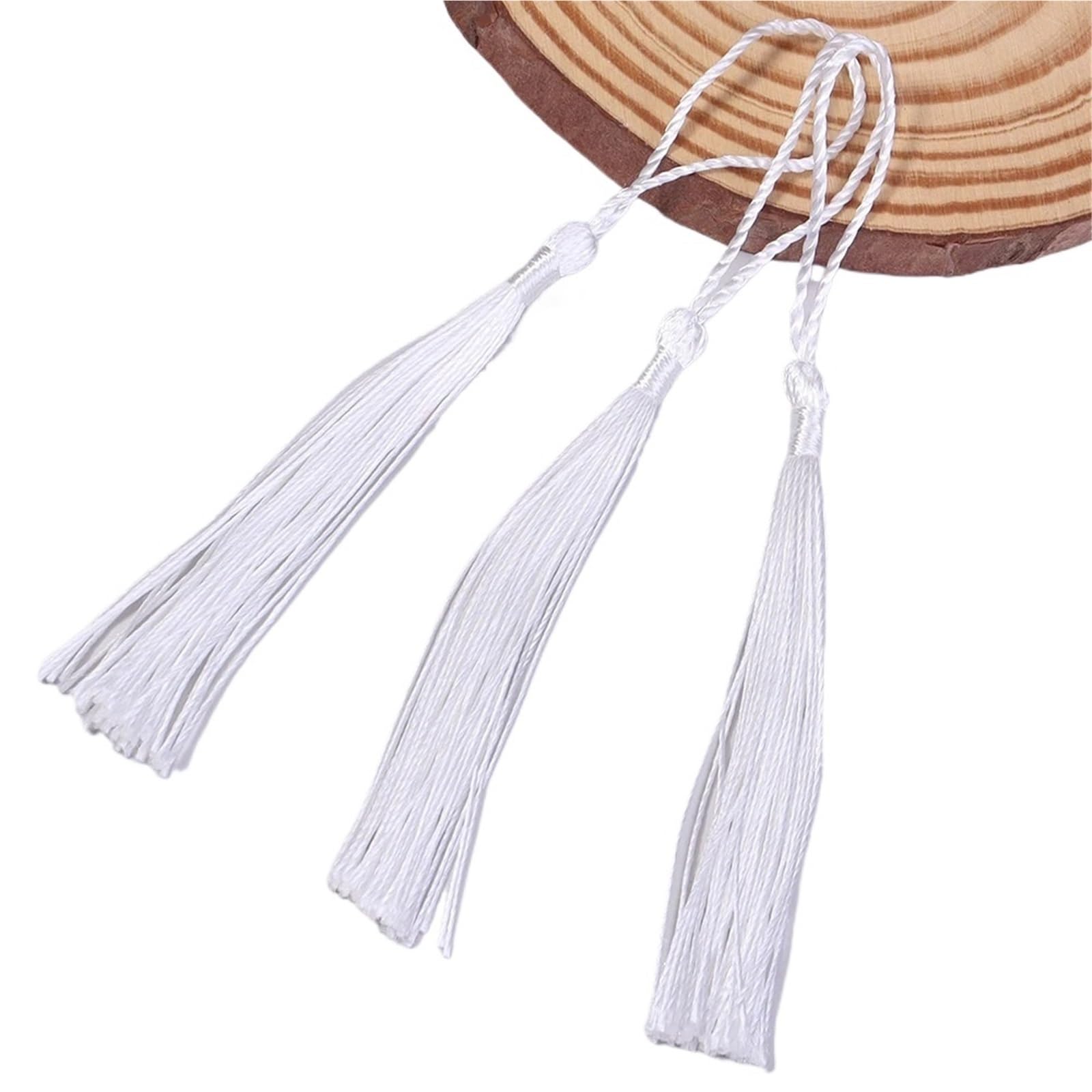 Mini Tassels 200Pcs 13cm/5Inch Silky Floss Bookmark Tassels Hanging Spike Rope Crafts For Bookmark Making DIY Craft Accessory for Crafts(White,300pcs)