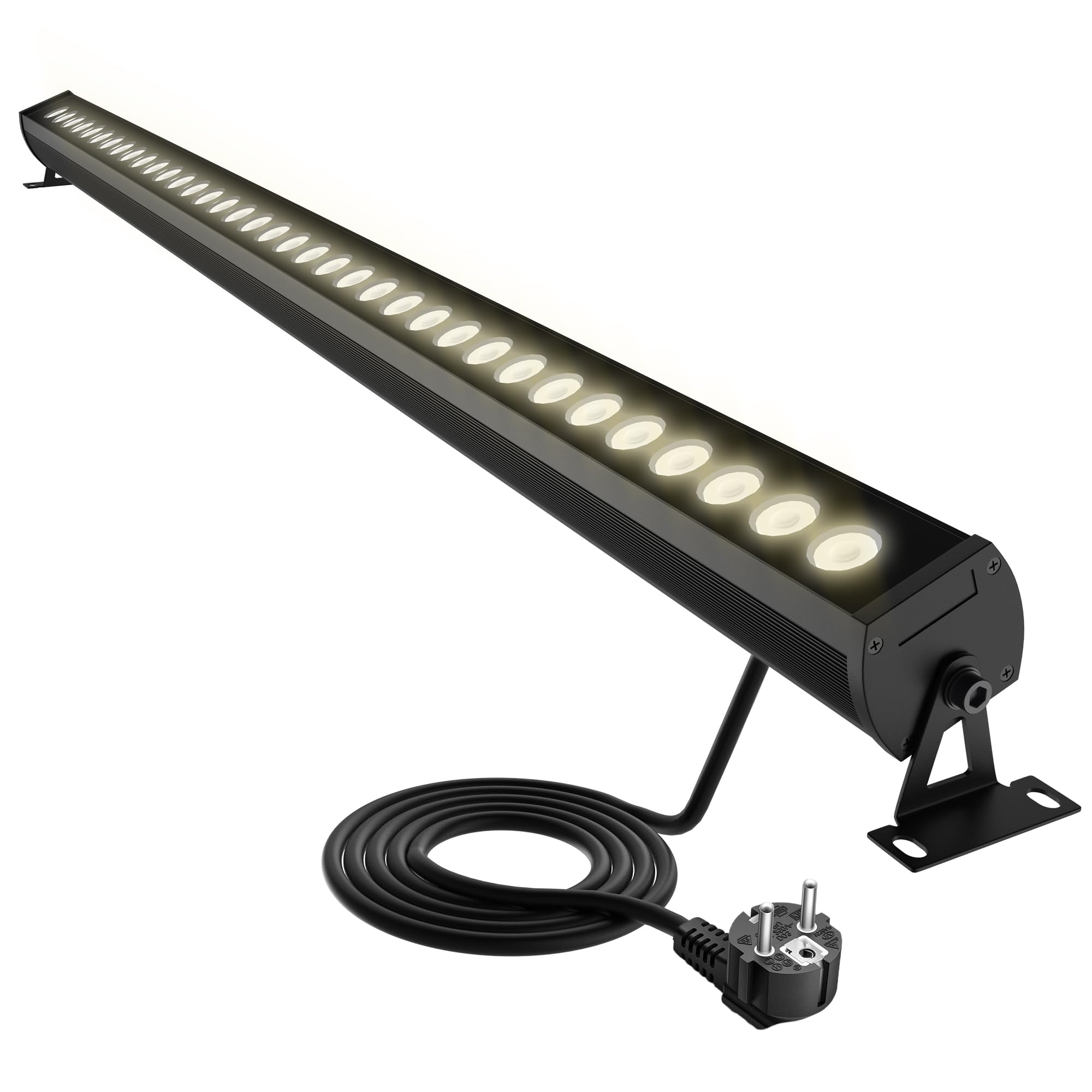 Faretto LED per esterni, 4000 K, bianco neutro, IP65, impermeabile da 1 m, con supporto e spina a 360°, barra luminosa a LED super luminosa, per giardino, terrazzo, illuminazione tettoia