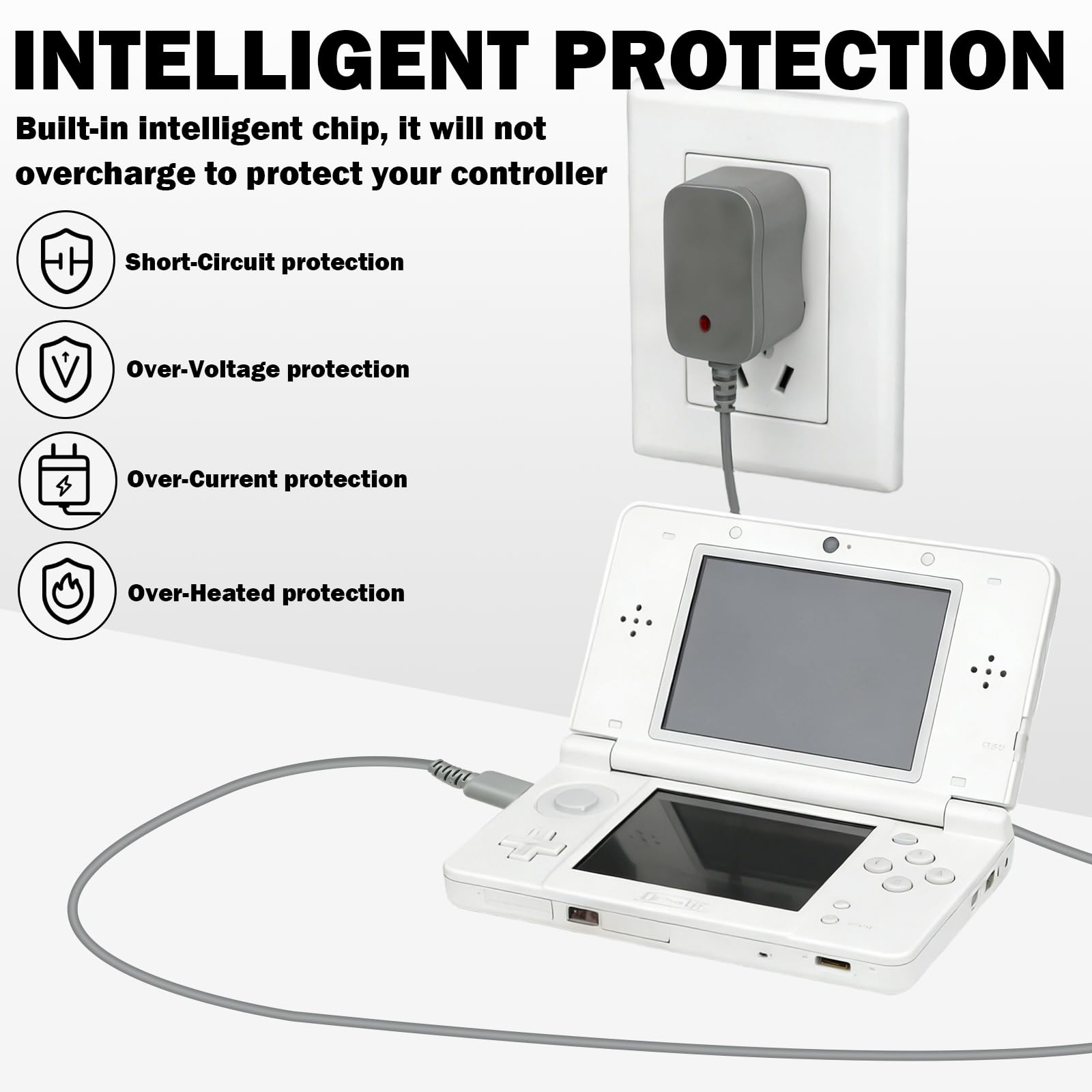 Chargeur pour DS Lite, Adaptateur Secteur Alimentation Chargeur pour DSL,Prise Standard Européenne,ChargeurCompatible avec Nintendo DSLite (Pas pour DS) pour Console de Jeu 1.1m (Gris) - 5