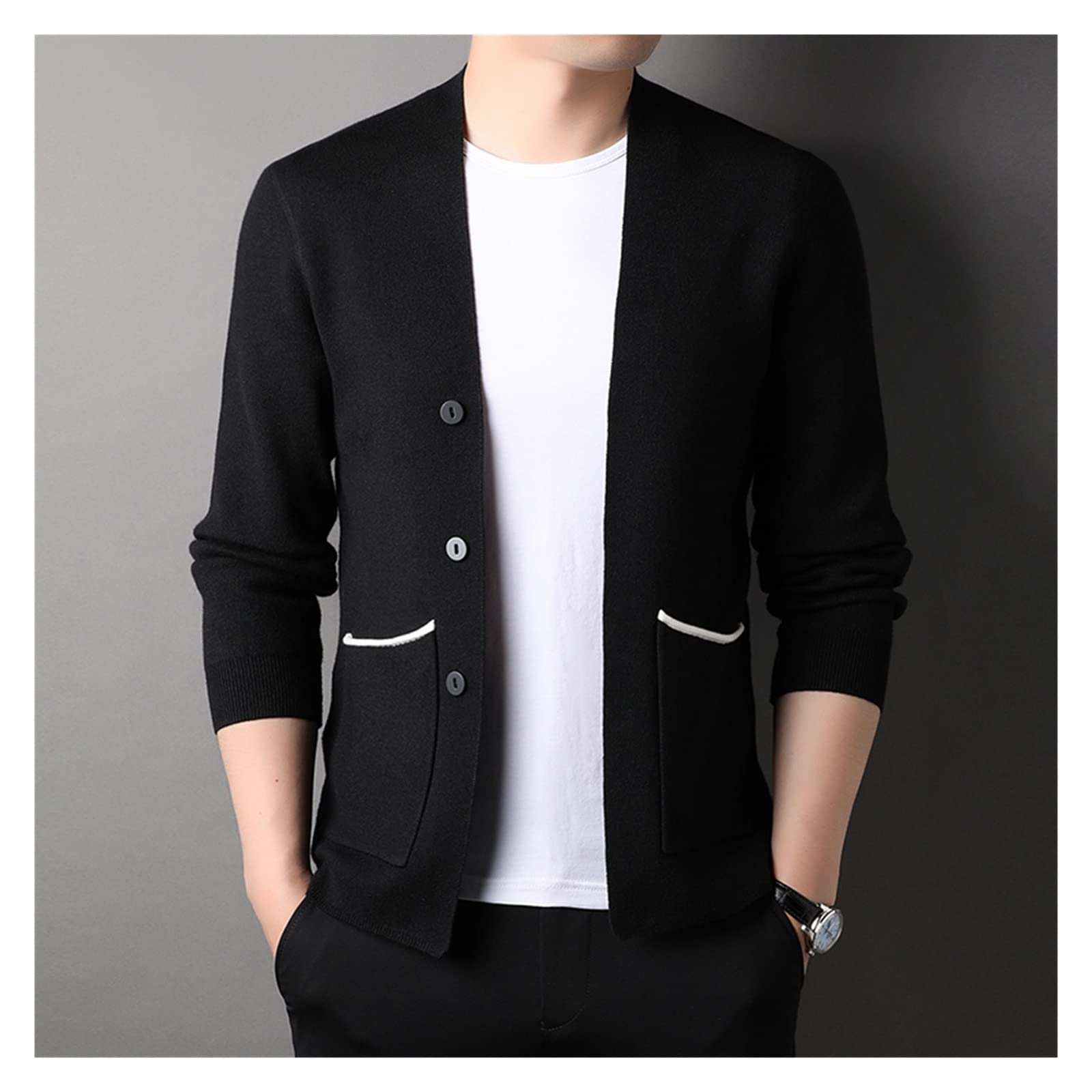 Cardigan graphique en tricot haut de gamme veste argento M