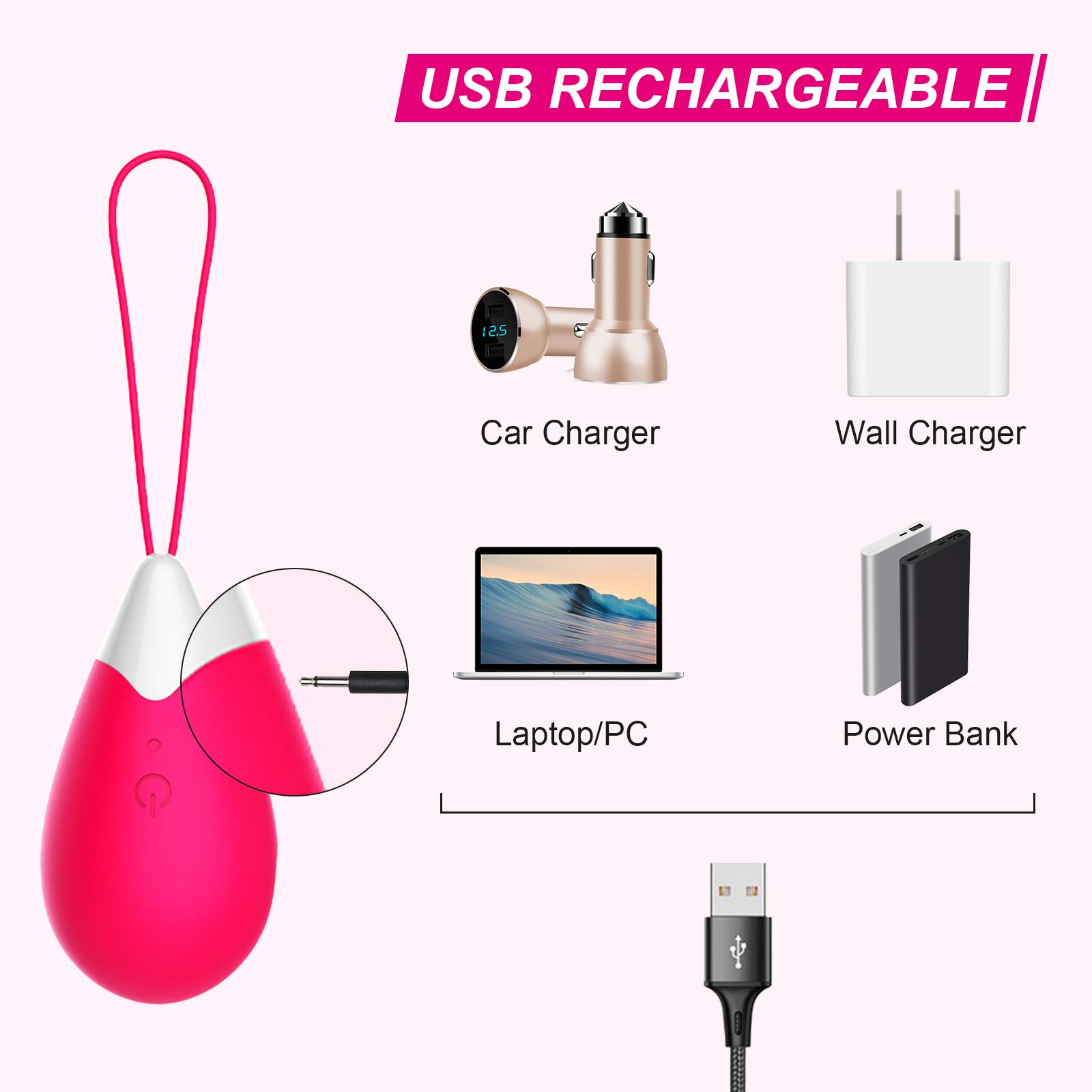 Boule de Geisha, Masseur Feminin Exerciseur Renforcer Portable Silicone Sans Fil 10 Modes, Souple et Étanche avec Télécommande pour Femme Renforcer les Muscle Plancher Pelvien (Rosa)