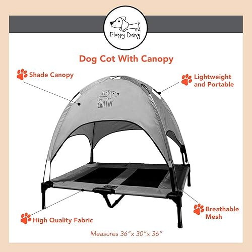 Miniatura 6 de Floppy Dawg Cama elevada para perros Just Chillin'. Cuna fresca con toldo extraíble. Uso de mascotas en interiores o exteriores. Ligera y portátil.