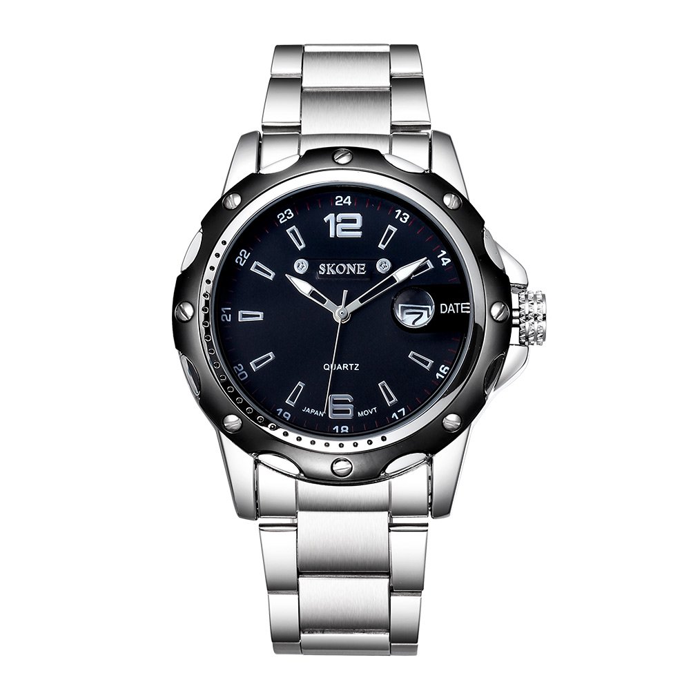 Stylish Watch SKONE Automatic Date Watch Men Steel Band Quartz Watch Fashion Watches