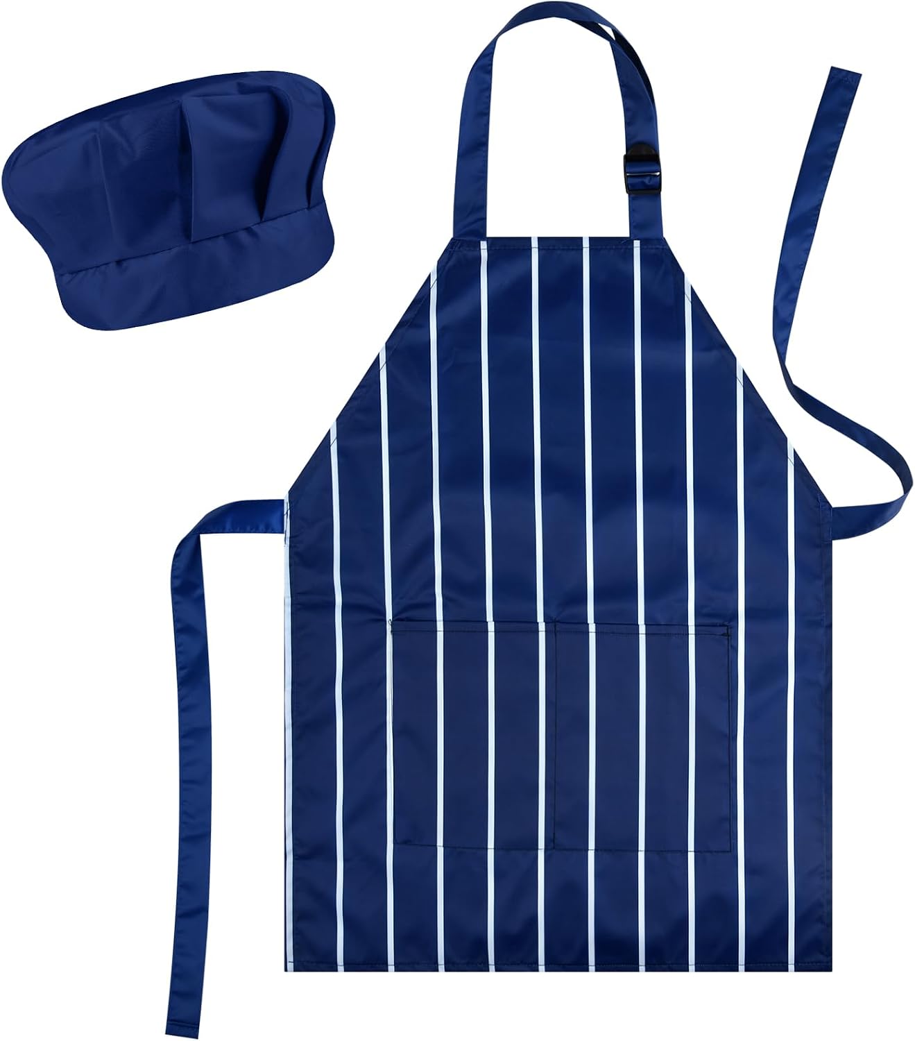 BOUBONI Tablier Et Toque De Chef Enfant – Taille S (2-6 Ans) Et L (6-12 Ans) – Bleu – 2 Poches – Réglable – Cuisine, Peinture, Pâtisserie