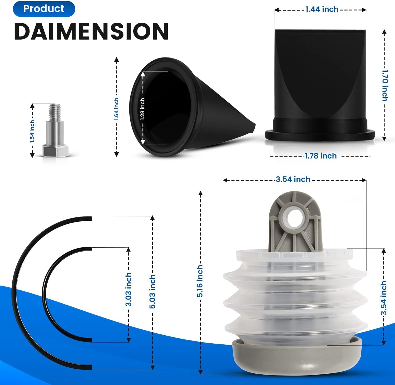 385230980 Pumpenbalg-Kit mit Entenschnabelventil und O-Ring-Kit. Ersatz für Vakuumpumpen der S-, T- und J-Serie. Passend für Dometic Sealand Wohnmobil- und Bootstoiletten. Vakuumpumpen-Kit
