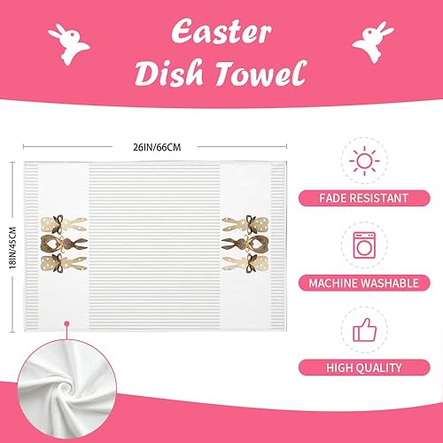Miniatura 7 de ARKENY Toallas de cocina de Pascua, paños de cocina de conejo beige de 18 x 26 pulgadas, decoración de primavera de temporada para casa de campo,
