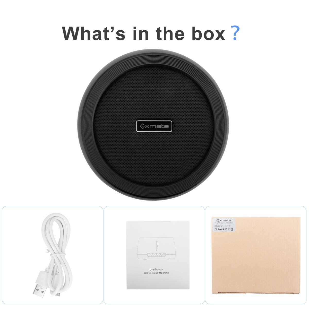 Exmate Tragbar Weißes Rauschen Maschine 30 HiFi Beruhigenden Geräuschen Timer Memory-Funktion USB Angetrieben