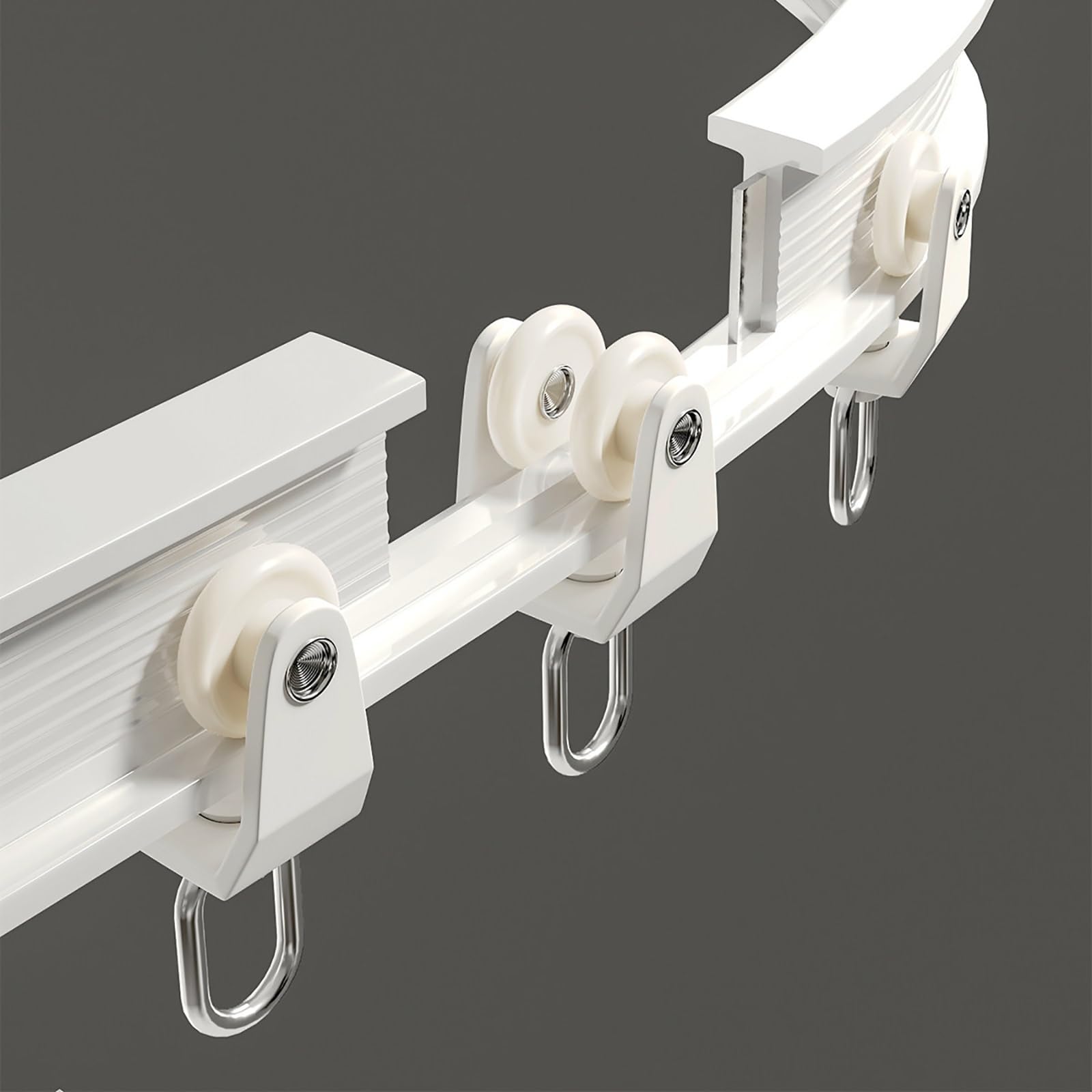 Flexible Vorhangstange ohne Bohren, biegbare Vorhangschiene mit leisen Rollen und U-Bolzen-Befestigungsklemmen, geeignet for die Installation an Metallgeländern oder Rohren(500cm/197in)