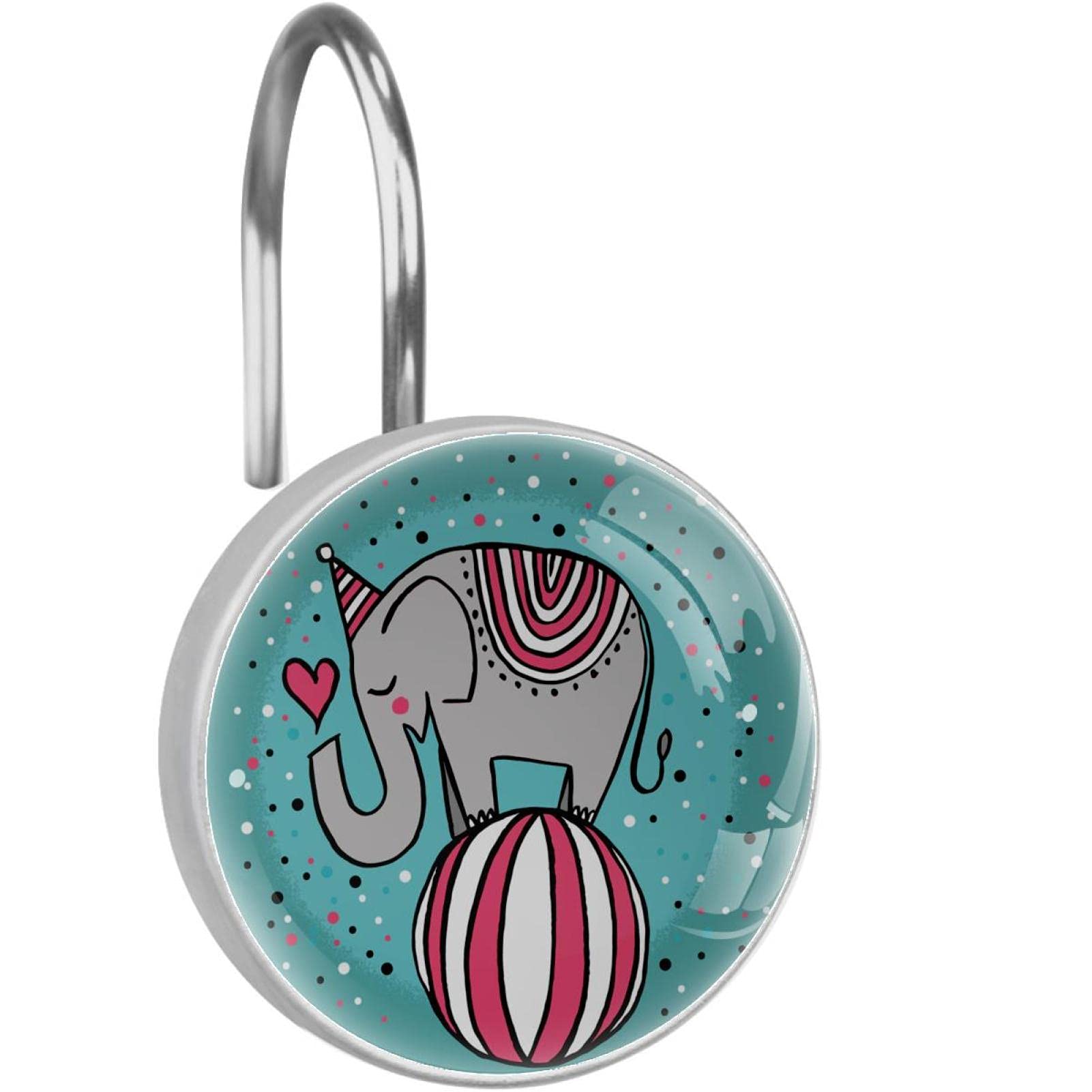 Rideau de douche déco cirque avec anneaux éléphant pour enfant